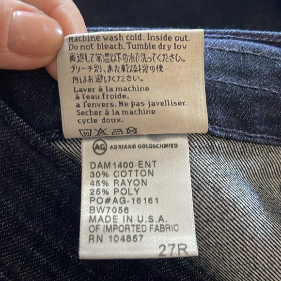 AG Jeans Goldie Dark Denim Patch Pocket Bell Bottom size 27 - Picture 7 of 7